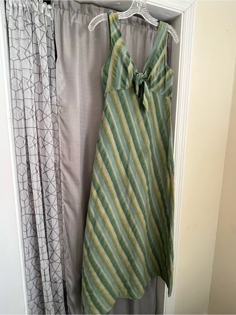 Vintage 1960s Maxi Dress Green Striped 4